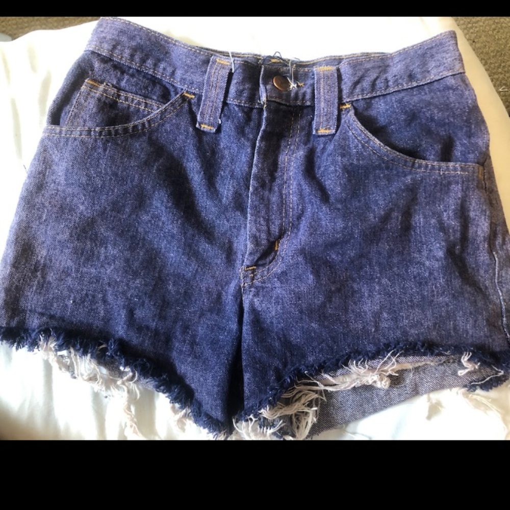 Size 25 high waisted jean shorts - purple/blue